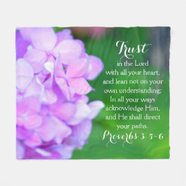 Trust Proverbs Christian Bible Blommigt Hydrangea Fleecefilt