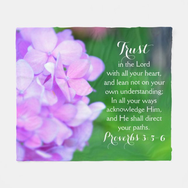 Trust Proverbs Christian Bible Blommigt Hydrangea Fleecefilt (Framsidan (Horisontell))