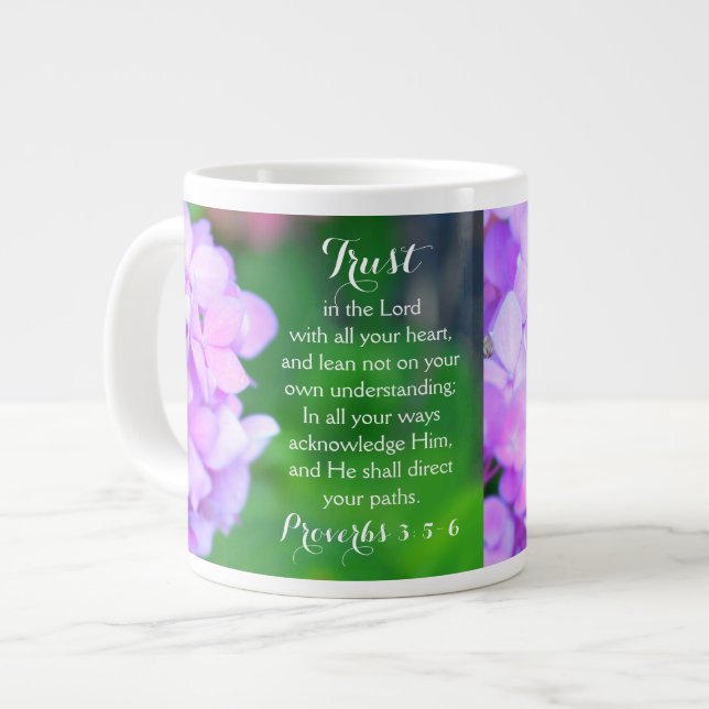 Trust Proverbs Christian Bible Blommigt Hydrangea Jumbo Mugg (Framsida vänster)