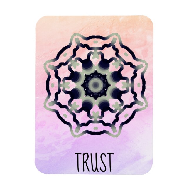 *~* "TRUST" Rosa Black Grått Mandala Heart Chakra Magnet (Vertikal)