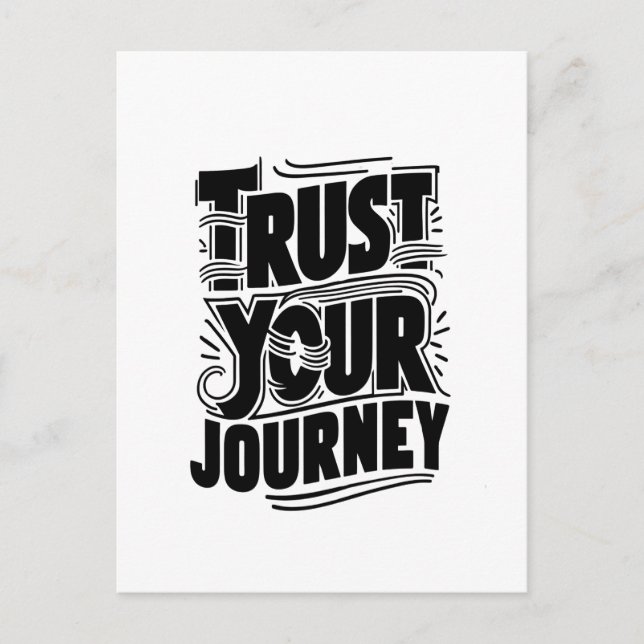 Trust Your Journey Vertical Typography Art Vykort (Framsida)