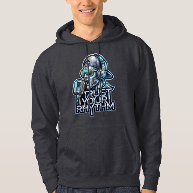 Trust Your Rhythm - Futuristic Music Robot Hoodie (Framsida)
