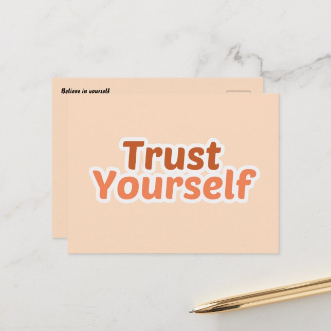 Trust Yourself Minimalist Boho Motivational  Vykort (Fram/Back In Situ)
