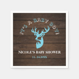 Trustic Wood Theme Blue Hjort Pojke Shower Pappersservett