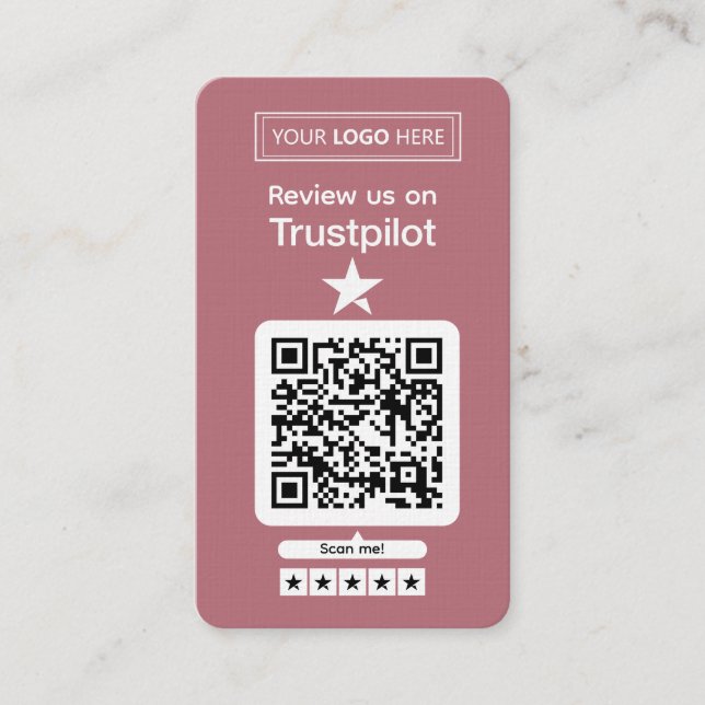 Trustpilot Omdömesförfrågan med Skannbar QR-kod Visitkort (Framsida)