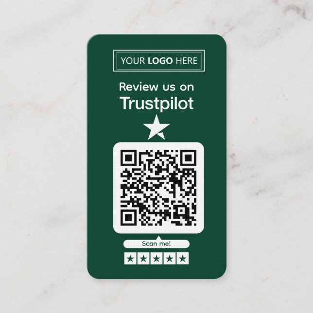 Trustpilot Omdömesförfrågan med Skannbar QR-kod Visitkort (Framsida)