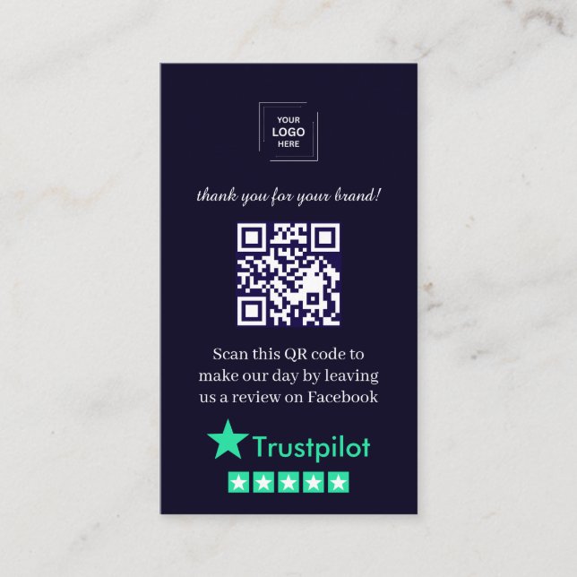 Trustpilot Recensions QR Kundfeedback Stil Visitkort (Framsida)