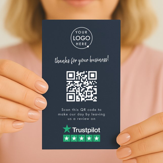 Trustpilot Review Business Tack QR-kodsflottan Visitkort (Gain Trustpilot reviews & grow your business with this rating request editable business card.)