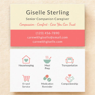 Trustworthy Home Help Senior Caregiver Branding Visitkort