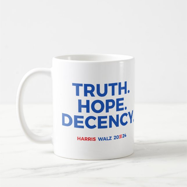 Truth Hope Decency - Harris Walz 2024 Kaffemugg (Vänster)