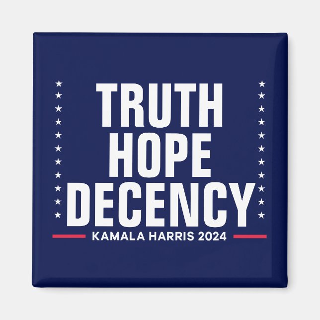 Truth Hope Decency | Harris Walz Blue Magnet (Framsidan)