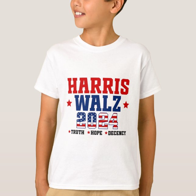 Truth Hope Decency Harris Wheimer Waltz 2024 Val T Shirt (Framsida)