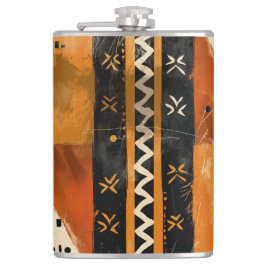 Trutmotiv i svarta och jordtoner fickplunta