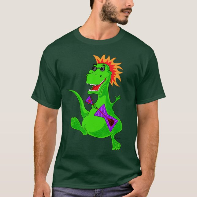 Tryannosaurus rockstjärnaT-tröja T Shirt (Framsida)