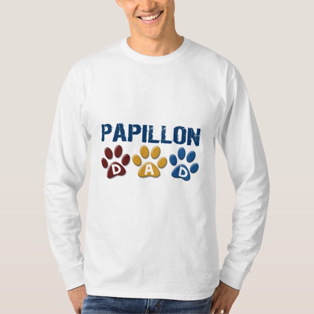 Tryck 1 för PAPILLON-pappatass T Shirt (Framsida)