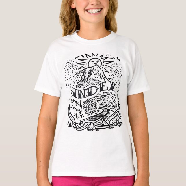 Tryck av hand plockadeindexet, Washington design! T Shirt (Framsida)