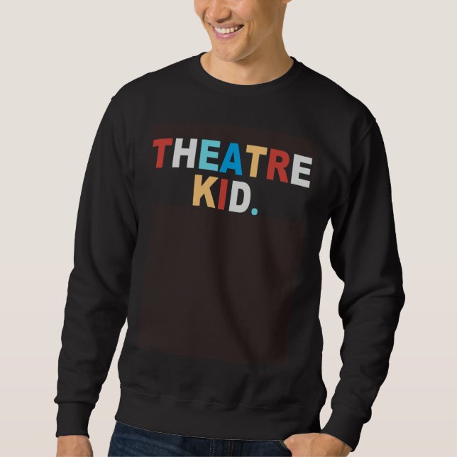 TRYCK BAKOM TEATERBARN Älskar Broadway Teater Skåd Lång Ärmad Tröja (Framsida)