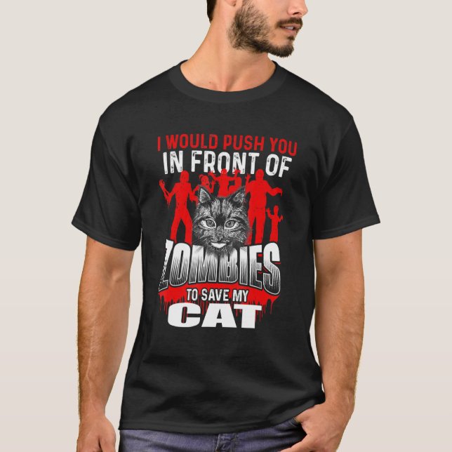 Tryck dig framför Zombies till Spara min katt - Ki T Shirt (Framsida)