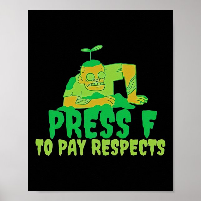 Tryck F För Att Hedra Zombie Gamer Meme Halloween (Framsidan)