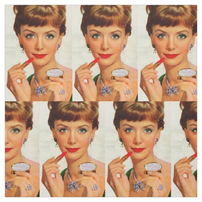 tryck för 60-talläppstiftdam tyg (Provkarta)