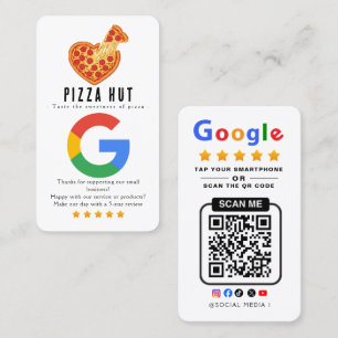Tryck för att granska Google Pizza Restaurang Visitkort