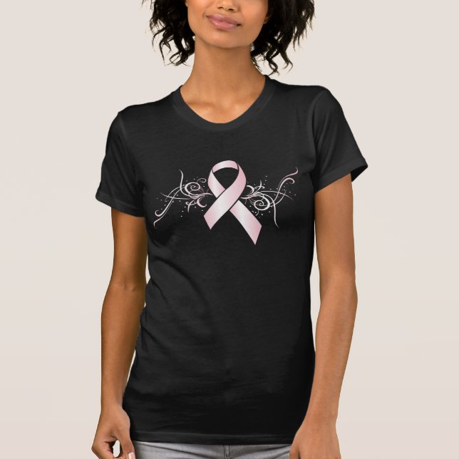 Tryck för band för bröstcancermedvetenhet rosa t shirt (Framsida)