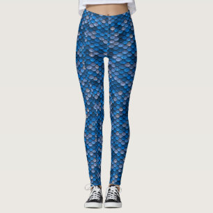 Tryck för blåttsjöjungfrufjäll leggings