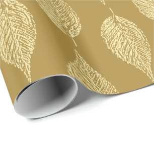 Tryck för bokträdlövkrita, senapsgult/guld presentpapper