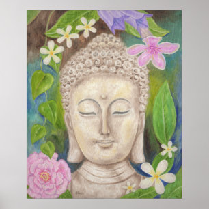 Tryck för Buddha blommakonst