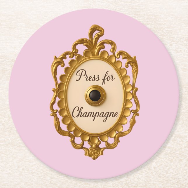 Tryck för Champagne Bar Cart Veuve Coaster Underlägg Papper Rund (Framsidan)