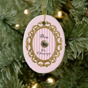 Tryck för Champagne Rosa Guld Barock Holiday Glam Julgransprydnad Keramik