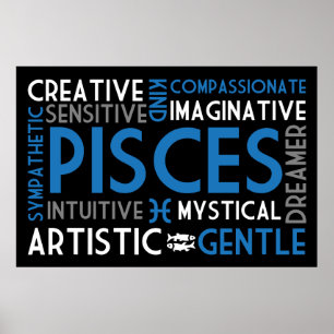 Tryck för Collage för Pisces astrologiord