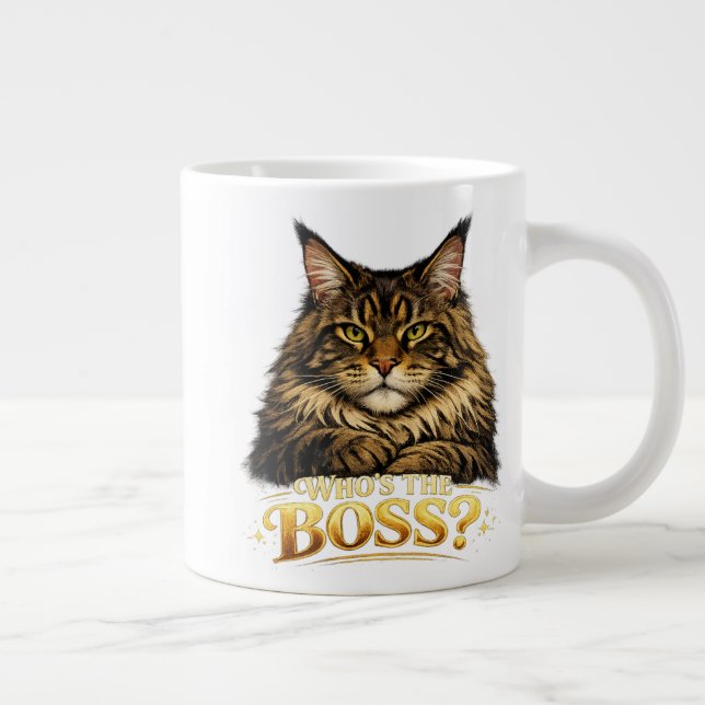 Tryck för en mugg med en Maine Coon katt Jumbo Mugg (Höger)
