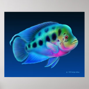 Tryck för Flowerhorn Cichlidfisk