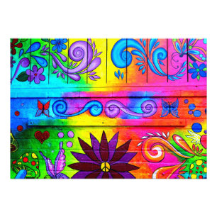 tryck för foto för 70-talhippie psychedelic vägg-