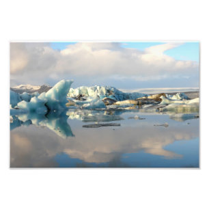 Tryck för foto för reflexion för Jokulsarlon