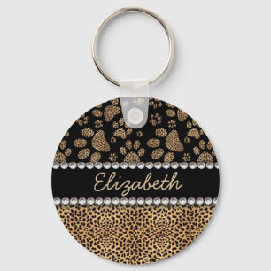 TRYCK för FOTO för Rhinestone för Leopardfläck Nyckelring