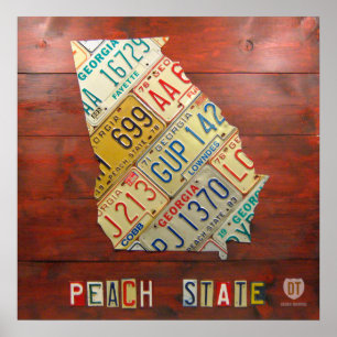 Tryck för Georgia registreringsskyltkarta