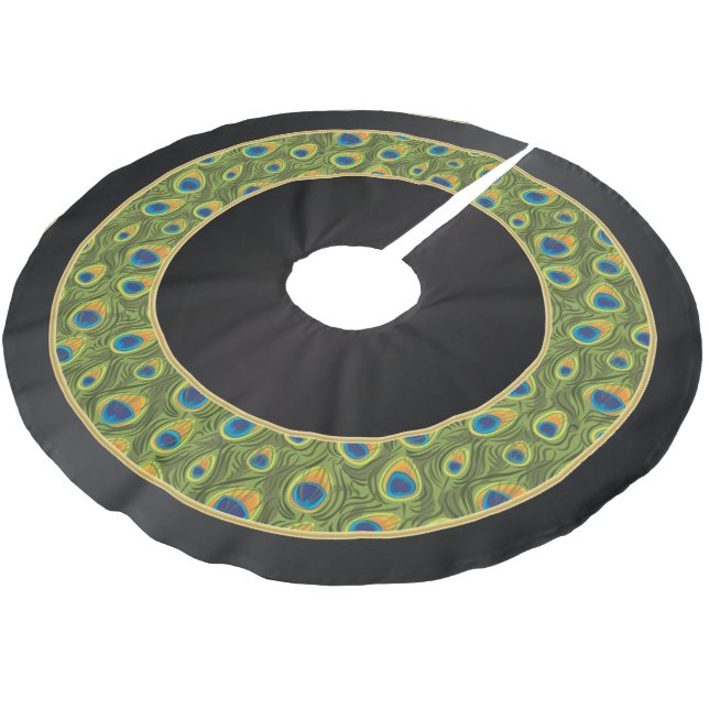 Tryck för god julpåfågeldjur julgransmatta borstad polyester (Vinklad)