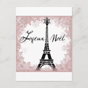 Tryck för Joyeux Noël Eiffel tornParis jul Helg Vykort
