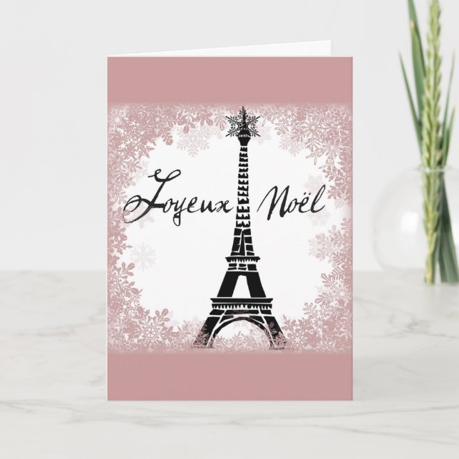 Tryck för Joyeux Noël Eiffel tornParis jul Helgkort (Framsida)