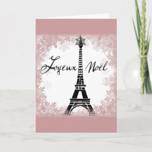 Tryck för Joyeux Noël Eiffel tornParis jul Helgkort