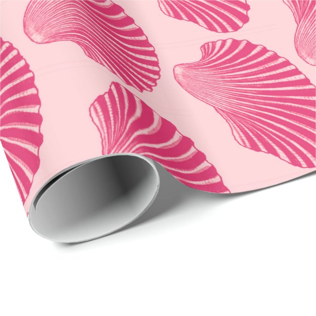 Tryck för kammusslasnäckakvarter, Fuchsia och blek Presentpapper (Rullad Hörn)