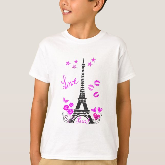 TRYCK FÖR KÄRLEKPARIS EIFFEL TORN T-SHIRT (Framsida)