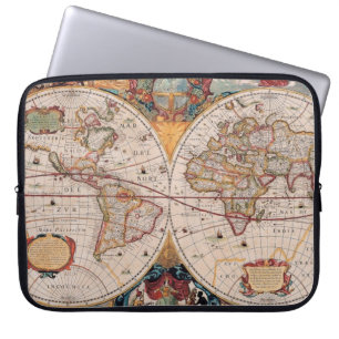 Tryck för karta för gammal värld för vintage antik laptop fodral