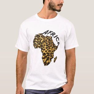 Tryck för Leopard för afrikaleopardkarta djurt Tee Shirt