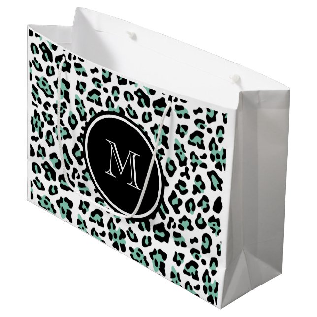 Tryck för Leopard för Mintgröntsvart djurt med (Framsidan Vinklad)