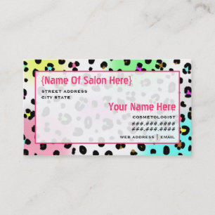 Tryck för Leopard för neon för Cosmetologistsal Tidsbeställning Kort