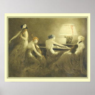 Tryck "för meloditimme" art déco av Louis Icart