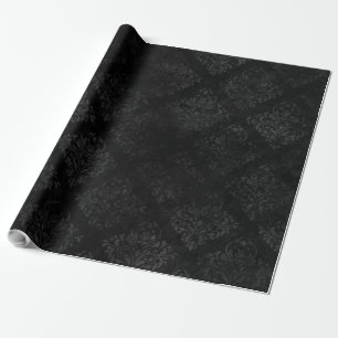 Tryck för mönster för elegantsvartgrått damast presentpapper